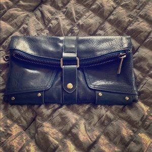 Chic navy vegan leather clutch
